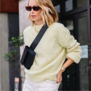 Anine Bing Yellow Eyelet Sweater